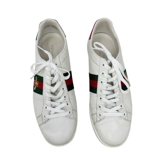 Gucci Ace Bee Embroidered Leather Sneakers White Size 39.5 US 9.5 - Picture 2 of 10